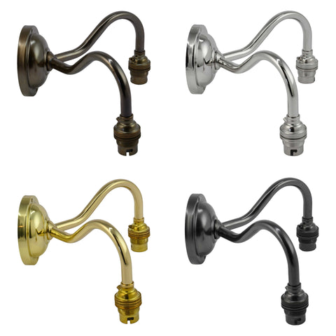 Hythe Small Smoked Glass Shade Wall Light fixtures in four metallic finishes without glass shades