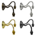 Set of four Rye Small Clear Glass Shade Wall Light fixtures in bronze, chrome, brass, and black finishes with curved metal arms and bulb holders