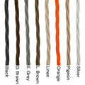 Various color options of adjustable flex cords for Hythe Small Smoked Glass Shade Pendant Light including black, dark brown, grey, light brown, linen, orange, pigeon, and silver