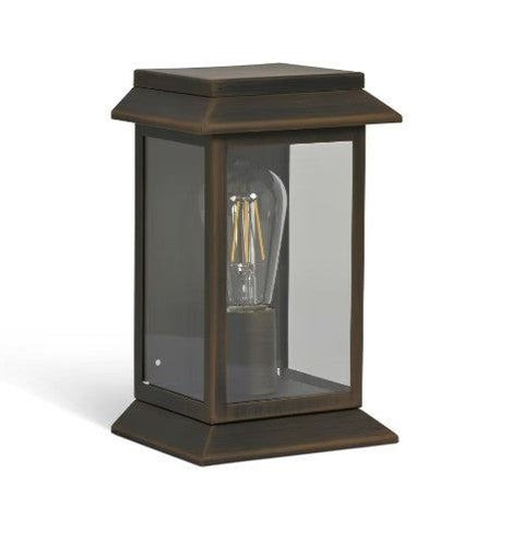 Stourton Carbon Steel Outdoor Wall Light in matte carbon finish illuminating exterior wall