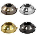 Collection of four decorative metal lamp holders in bronze, chrome, gold, and black finishes for Hythe Small Clear Glass Shade bathroom wall light.