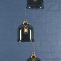 Hythe Small Smoked Glass Shade cluster pendant light with hand-blown smoked glass and adjustable height