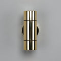 Lana Up Down Brass Outdoor Wall Light in solid brass finish, IP65 rated outdoor wall sconce casting soft up and down light, ideal for porch lighting, garden walls and bathroom use