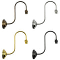 Set of four Camber Medium Clear Glass Shade Wall Light fixtures in brass, chrome, antique bronze, and black finishes without glass shades.