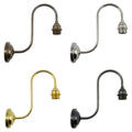 Four Cranbrook Collection E27 wall light fittings in antique brass, nickel, polished brass, and bronze finishes.