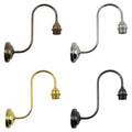 Langton Ceramic Shade wall light metal arm fixtures in bronze, chrome, brass, and black finishes without shades