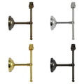Finberry Fabric Shade Lupin wall light fittings in antique brass, chrome, gold, and black finishes without shades