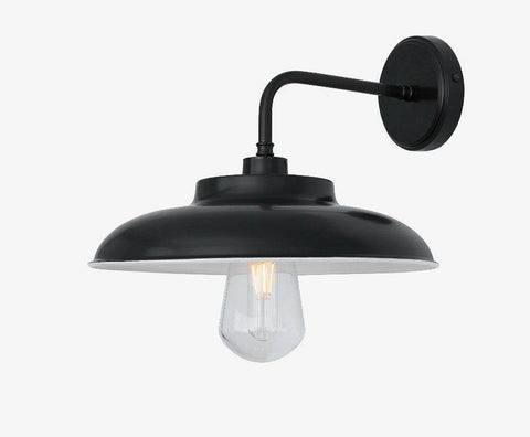 Darya Brass Outdoor Wall Light  Powder-Coated Matte Black / White Shade Inner