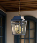 Majorelle Outdoor Pendant Light in blue in an outdoor space