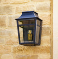 Majorelle IP44 outdoor wall lantern in brass for porch and garden lighting