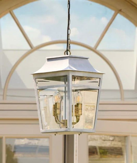 Majorelle Outdoor Pendant Light in grey in an outdoor space