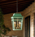 Majorelle Outdoor Pendant Light in green in an outdoor space