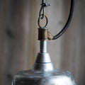 Close-up of St Ives Harbour Outdoor Pendant Light with galvanized steel and brass connector showing hanging detail