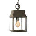 Kingsley Outdoor Hanging Lantern in solid brass with vintage bulb and classic French farmhouse design