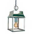 Kingsley Outdoor Hanging Lantern in solid brass with classic French farmhouse design and clear glass panels