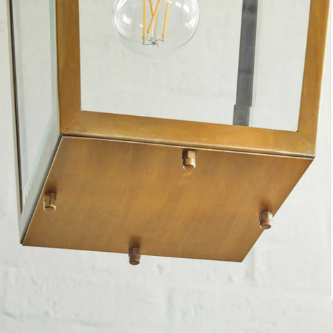 Pooky Crail Lantern outdoor ceiling light with solid brass frame and beveled glass panels