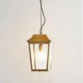 Pooky Crail Lantern outdoor hanging ceiling light with solid brass frame and beveled glass panels