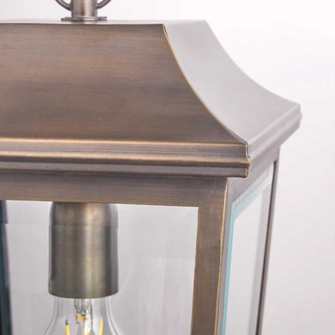 Pooky Crail Lantern outdoor ceiling light with solid brass frame and bevelled glass panels