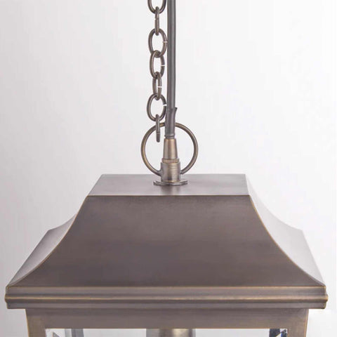Pooky Crail Lantern outdoor hanging ceiling light with solid brass finish and beveled glass panels