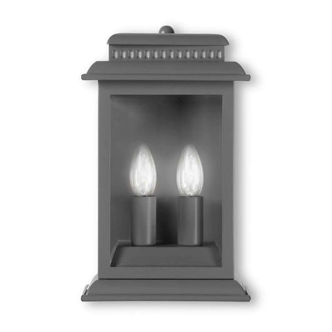 Belvedere Outdoor charcoal grey wall light with two bulbs for exterior home lighting