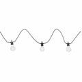 Solar festoon 10 bulb string lights with warm white LED bulbs on black wire for outdoor use