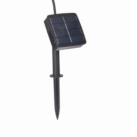 Solar powered black stake solar panel for outdoor festoon string lights