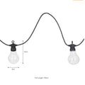 Solar festoon 10 bulb string lights with warm white bulbs, 7.5m total length, solar powered for outdoor use