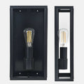 Belgrave Outdoor Lantern tall black powder-coated steel wall light with clear glass and LED bulb
