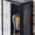 Belgrave Outdoor Lantern tall clear glass wall light with off-black carbon steel frame and vintage-style bulb