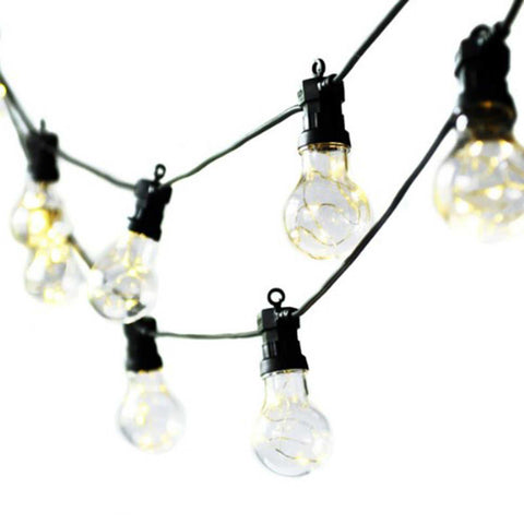 Classic Festoon 20 Bulbs outdoor string lights with warm glowing bulbs and black wiring for garden and patio decoration