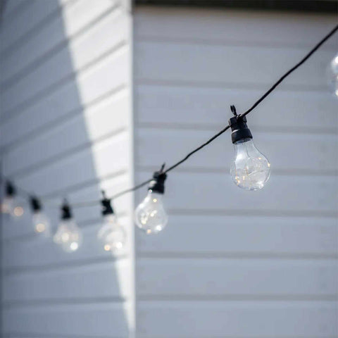 Outdoor Festoon Classic Lights extension kit with 10 clear bulbs on black wire for patios and gardens