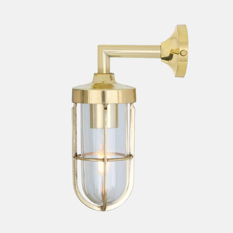 Cladach Outdoor Wall Light in solid brass with waterproof IP65 rating and protective glass cover