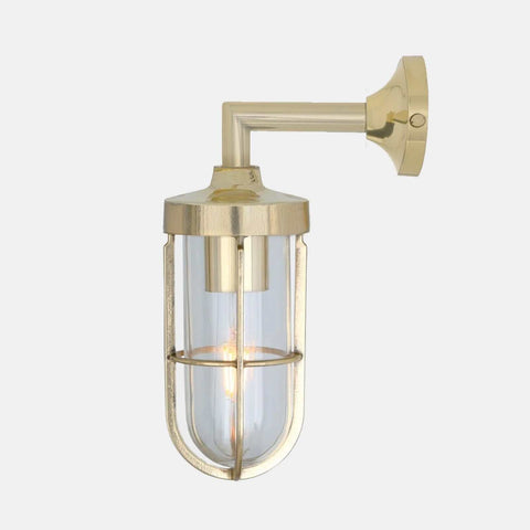 Cladach Outdoor Wall Light in solid brass with glass enclosure and waterproof design for elegant outdoor lighting