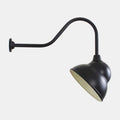 Fairburn IP23 Wall Light black curved metal outdoor sign light with retro cap-style lamp