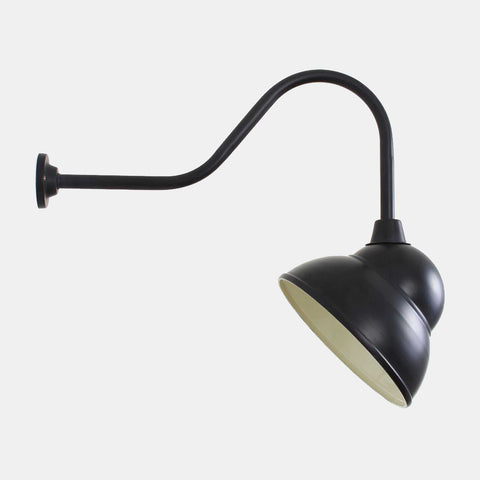 Fairburn IP23 Wall Light black curved metal outdoor sign light with retro cap-style lamp