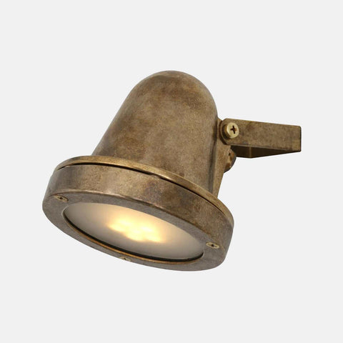 Thames Outdoor Spot Light in raw brass finish with adjustable swivel and weatherproof design for garden and patio lighting