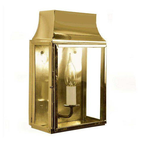 Kingsley Outdoor Wall Lantern in solid brass with classic lantern design for outdoor use