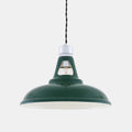 Vienna Pendant Light with a sleek green industrial design and Edison bulb for modern, minimalist home lighting