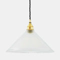 Rebell Prismatic Glass Pendant Light with prismatic glass shade and brass fittings, ideal for modern industrial and cozy interiors.
