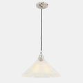 Rebell Prismatic Glass Pendant Light with prismatic glass shade and black cord suspension for modern industrial and timeless home decor