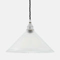 Rebell Prismatic Glass Pendant Light with conical prismatic shade and twisted black cord for stylish modern lighting