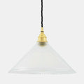 Rebell Prismatic Glass Pendant Light with conical prismatic glass shade and brass fixture for stylish, glare-free illumination