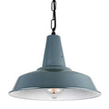 Salton Pendant Light industrial-style hanging pendant with blue powder-coated metal shade and vintage bulb
