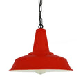 Red Salton Pendant Light with industrial factory-style aluminium shade hanging from a black chain