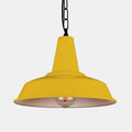 Yellow Salton Pendant Light with industrial-style metal shade and exposed bulb hanging from black chain