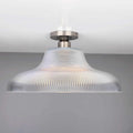Mono Prismatic Ceiling Light with 40cm prismatic glass shade and brushed metal mount, modern flush-mount design for compact spaces.