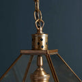 Pooky Carrington Lantern small vintage brass pendant light with glass panels and adjustable chain