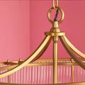 Pooky Athena Chandelier pendant light with brass frame and glass rods in Art Deco style