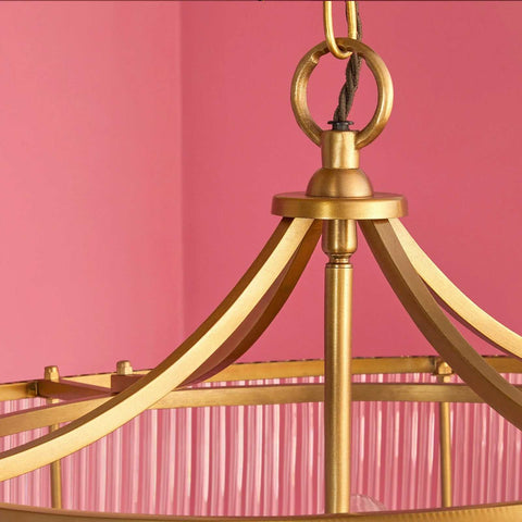 Pooky Athena Chandelier pendant light with brass frame and glass rods in Art Deco style