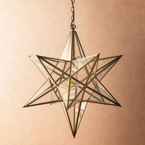 Pooky Stella Star Pendant giant clear glass and brass star-shaped ceiling light hanging fixture